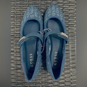 GUESS Mary Jane / Ballerina Flats•Blue Denim w/Embellishments•Sz 5 1/2•NWT